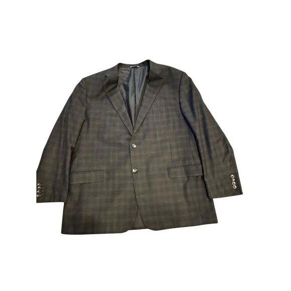 Hickey Freeman New York Traveler Wool Blend Grey Plaid Blazer Jacket Size 46R - Picture 5 of 14